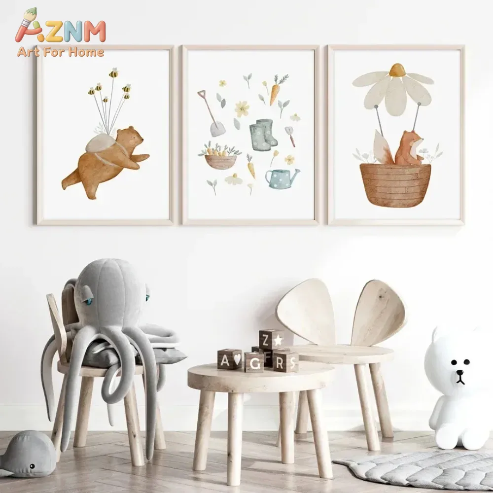 Baby Nursery Frames - AZNM Картина на холсте с акварельными