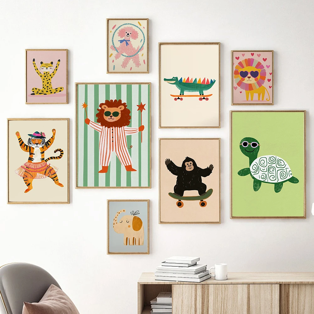Baby Nursery Frames - Минималистичные холщовые постеры: Йога, Леопард, Слон,