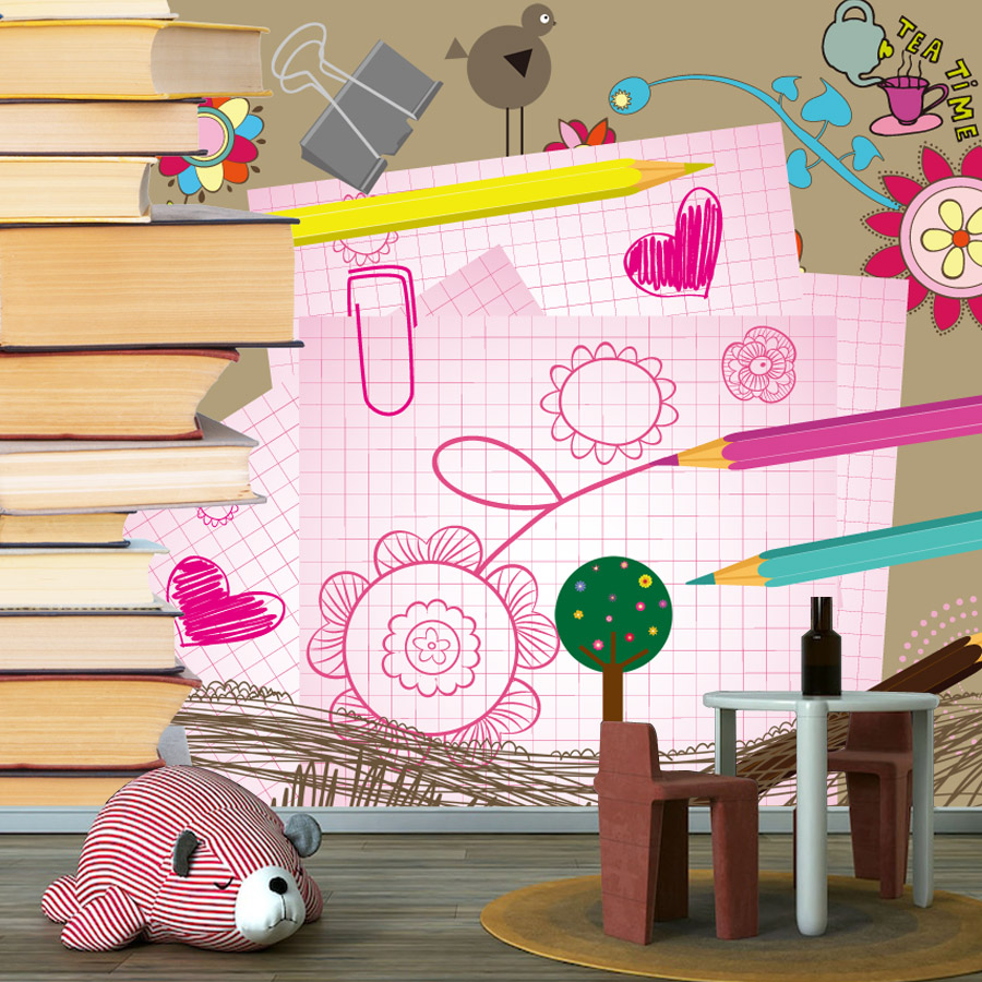 Baby Nursery Peel And Stick Wallpaper - Мультяшные книги, рисунок, легко наносятся, обои