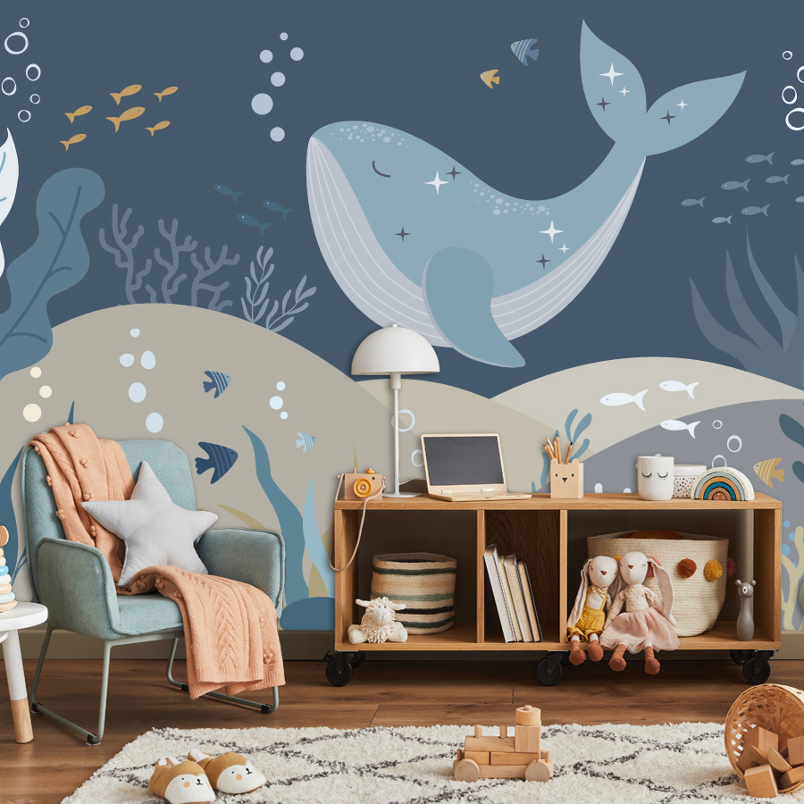Baby Nursery Peel And Stick Wallpaper - 10+ милых мультяшных обоев с китами