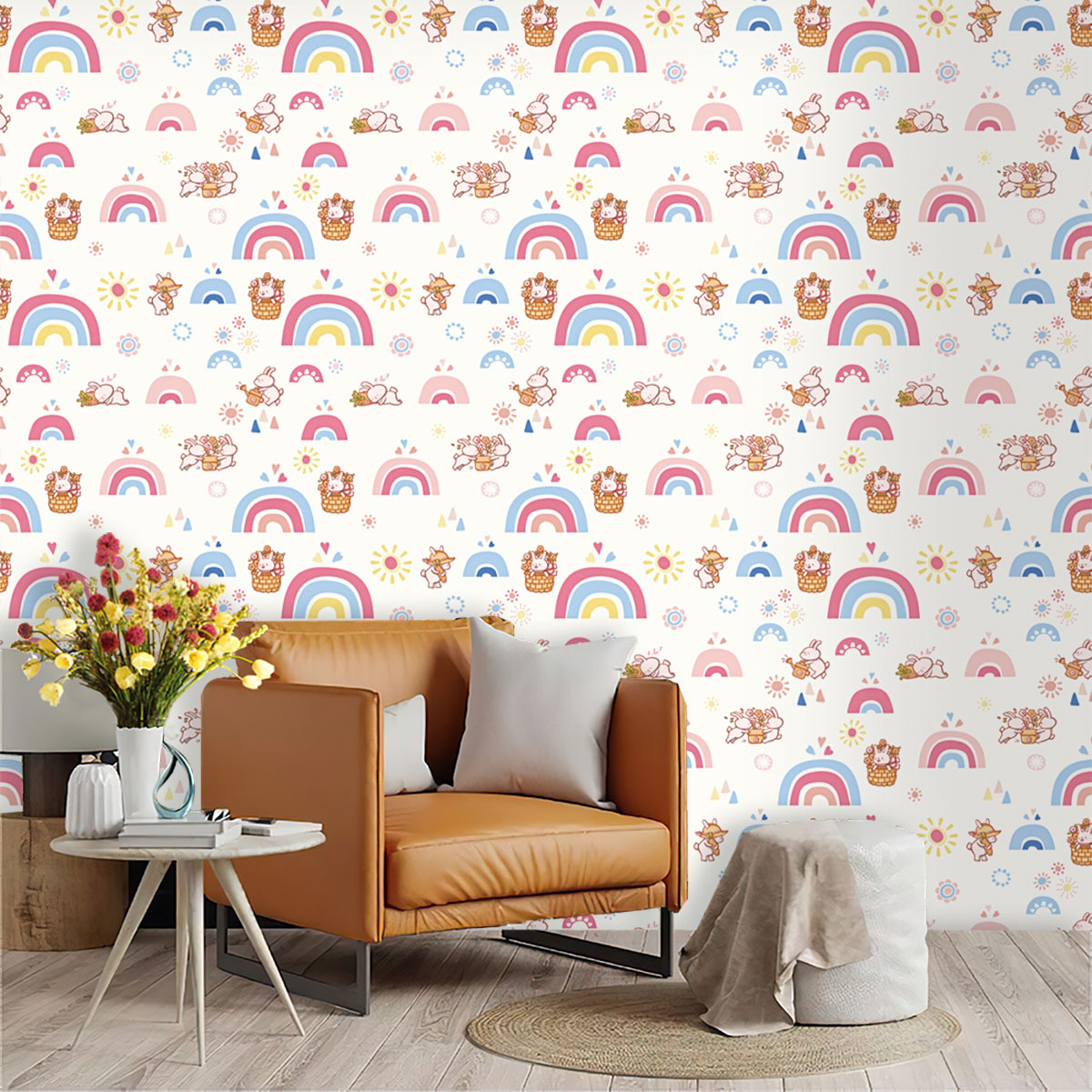 Baby Nursery Peel And Stick Wallpaper - Детские обои с радугой в стиле