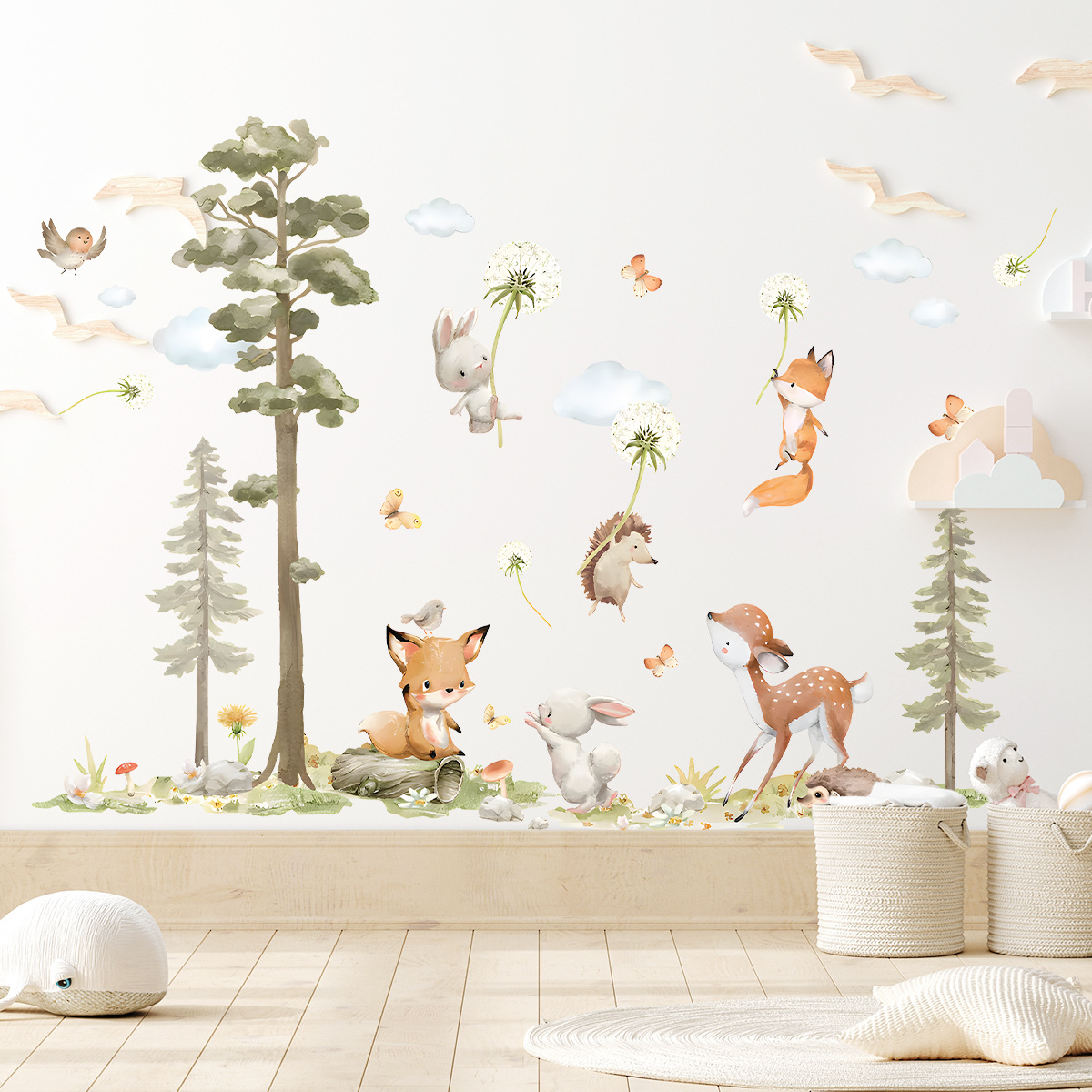 Baby Girl Nursery Quotes - Милые лесные животные, наклейки на стену