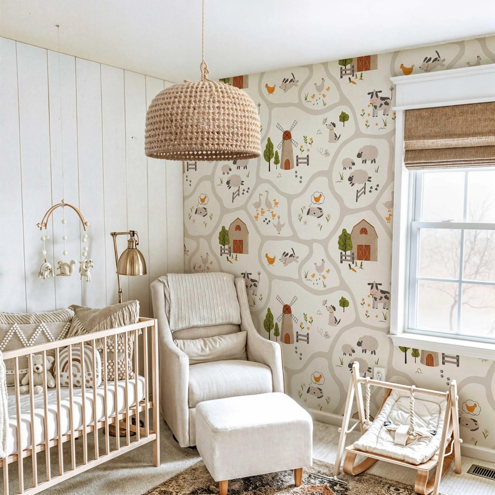 Детские обои с милыми сельскох – обзор и цена Baby Nursery Peel And Stick Wallpaper