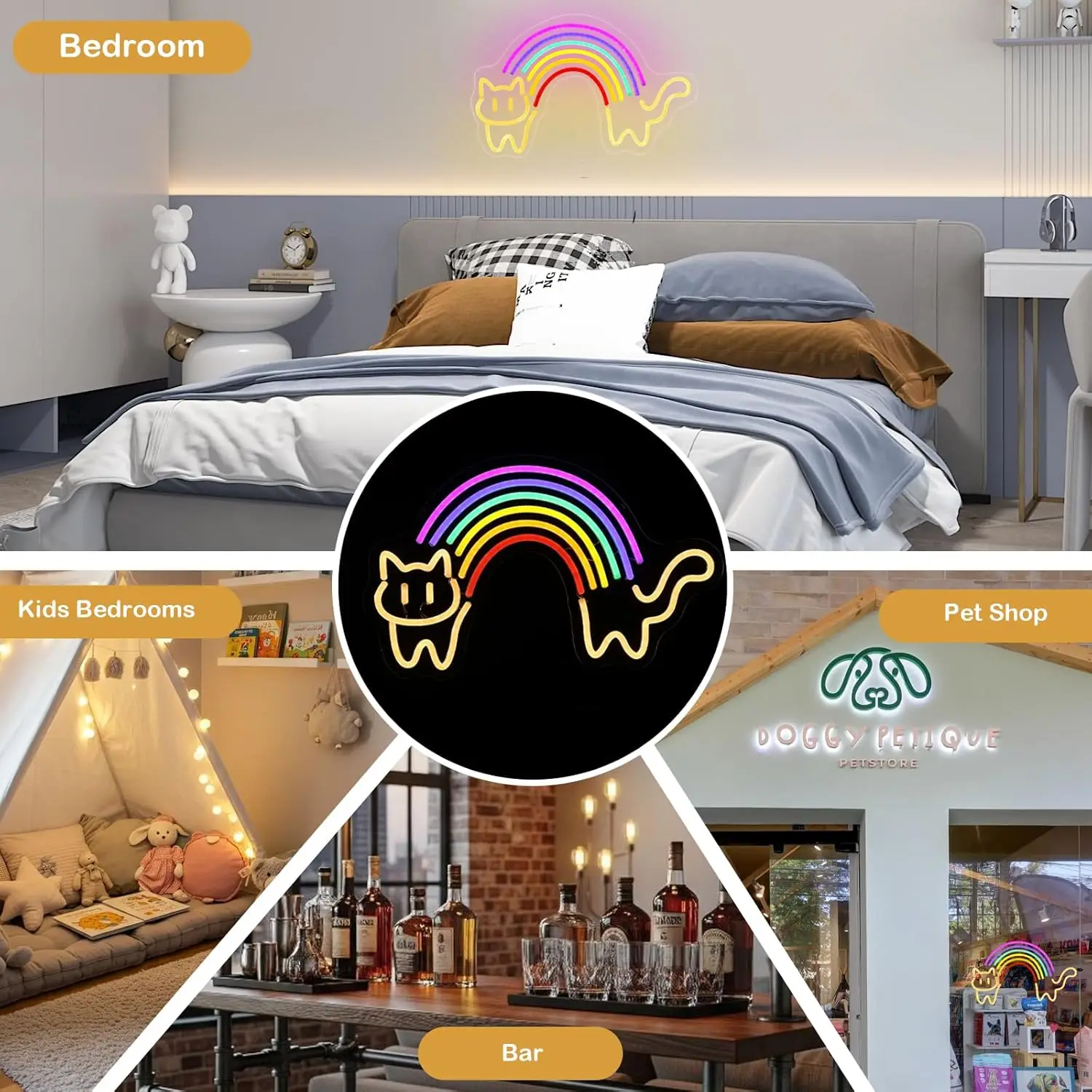 Радужный кот Неоновая вывеска  – обзор и цена Baby Nursery Wall Lights