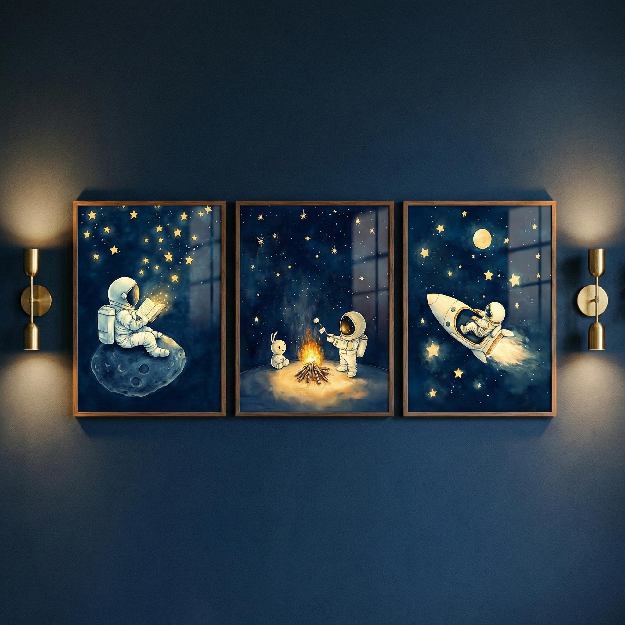 Набор из 3 постеров с космонав – обзор и цена Baby Nursery Frames