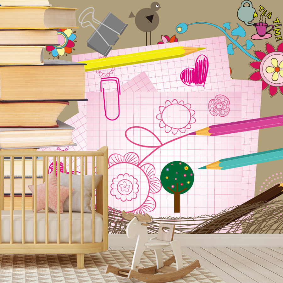 Мультяшные книги, рисунок, лег – обзор и цена Baby Nursery Peel And Stick Wallpaper
