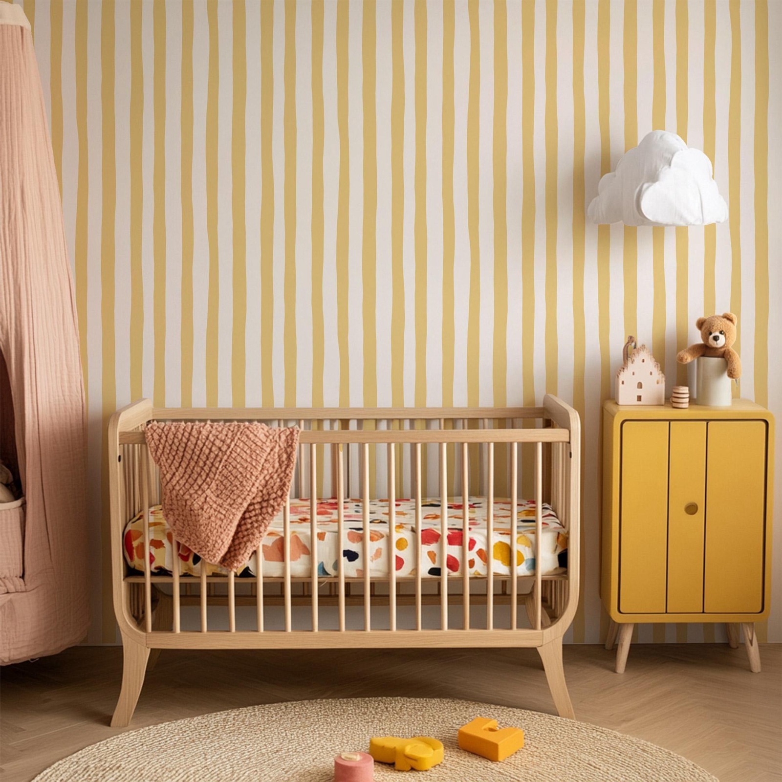 Обои Sunshine Yellow Wobbly St – обзор и цена Baby Nursery Peel And Stick Wallpaper
